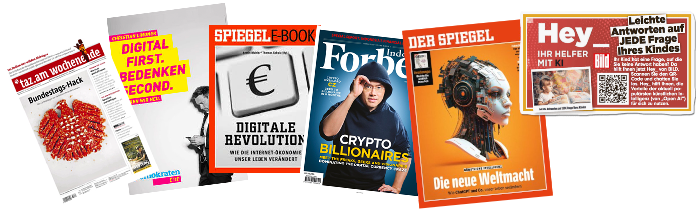 Digitalisierung, KI, Zeitungen unsortiert